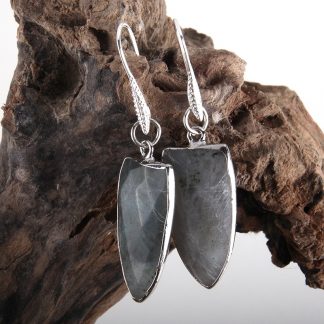 Stunning Labradorite Sterling Silver Drop Earrings Natural Stone - Light Moon Stone or Dark Labradorite