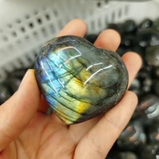 100% Natural Labradorite Heart Shaped Palmstone