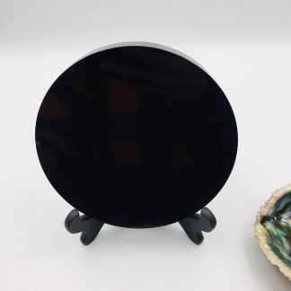 High Quality Natural Black Obsidian Stone Scrying Mirror With Holder