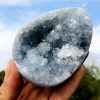 Natural Blue Celestite Crystal Geode Quartz Cluster Egg Madagascar 1pcs