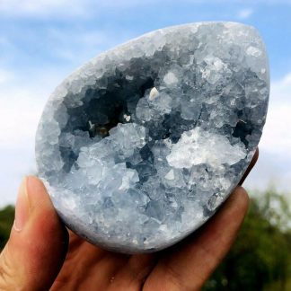 Natural Blue Celestite Crystal Geode Quartz Cluster Egg Madagascar 1pcs