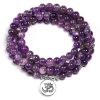 Natural Rare Smoky Amethysts Bracelet 6mm Beads Necklace Yoga 108 Mala Stone Bracelet for Women Lotus Energy Jewelry