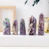 Purple Quartz Grape Agate Stone Crystal Point Tower Obelisk