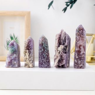 Purple Quartz Grape Agate Stone Crystal Point Tower Obelisk