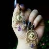 Sun Goddess Earrings Star Moon Amethyst Bohemian