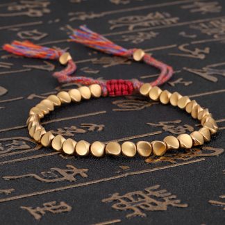 Tibetan Buddhist Copper Beads Bracelets Believed to Bring Luck to the Wearer