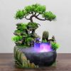 Wealth Drawing Feng Shui Company Office Tabletop Ornaments Desktop Flowing Water Waterfall Fountain With Color Changing LED Lights Spray